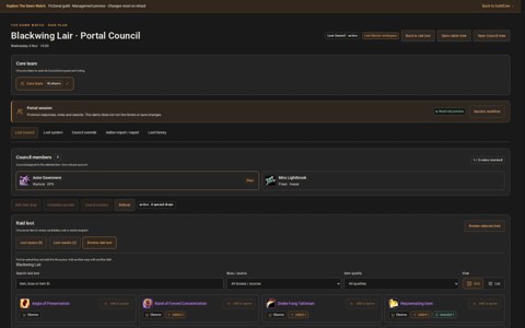 Loot Council catalog of raid items