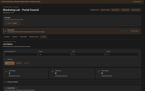 Council loot awards and history