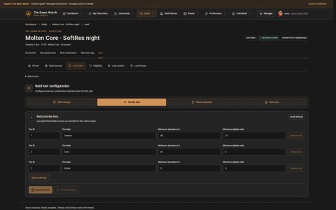 Loot priority tiers and reserve rules
